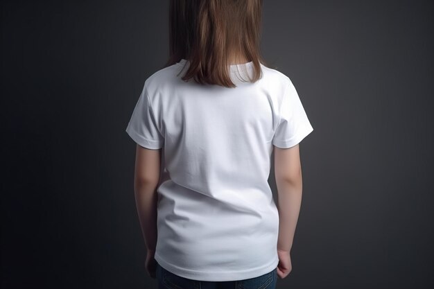 Young man with white blank Tshirt Shirt mockup template back view Copy space for text logo graphic print Tshirt mock up Close up Generative AI