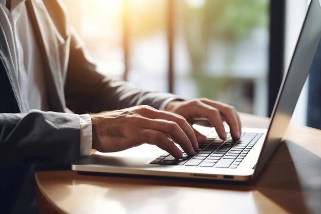 Young man working on laptop in office