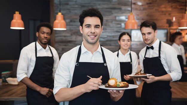 Young man working with servers