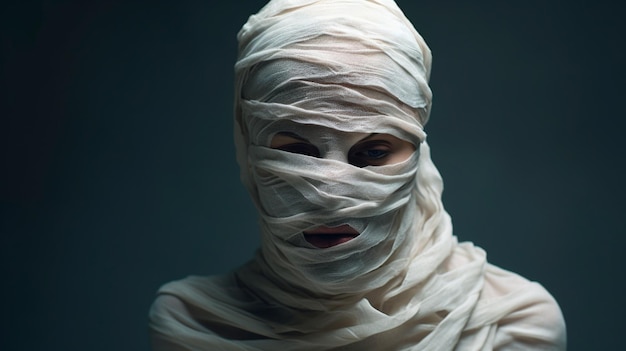 Young man wrapped in a bandage