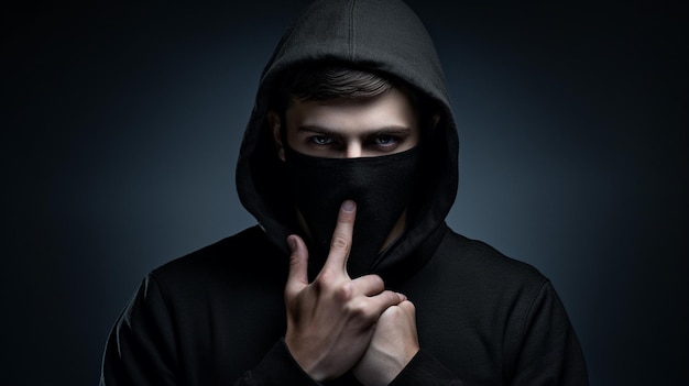 young masked guy wearing hoodie