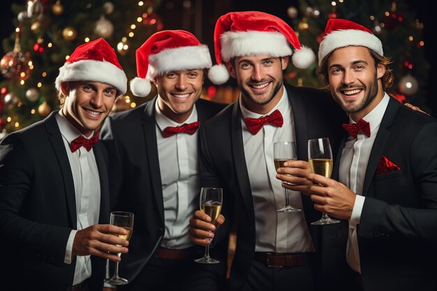 Young men spreading Christmas cheer