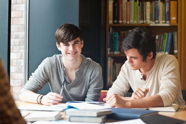 Young men studying