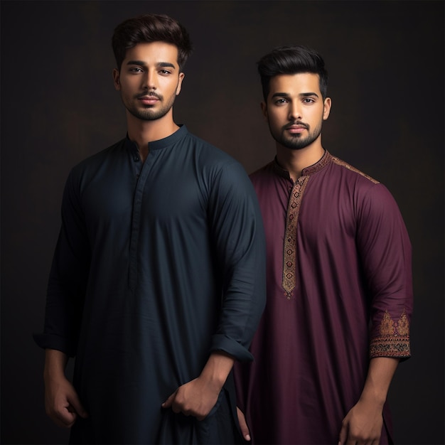 Young Men wearing shalwar Kameez kurta fashion lifestyle