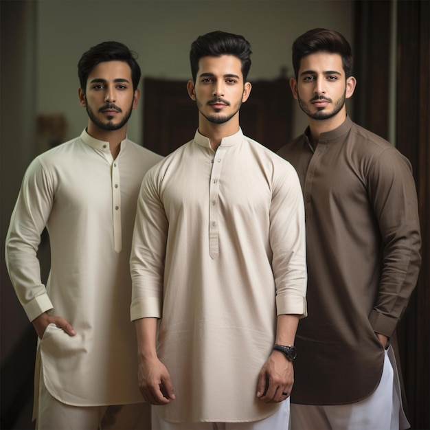 Young Men wearing shalwar Kameez kurta fashion lifestyle