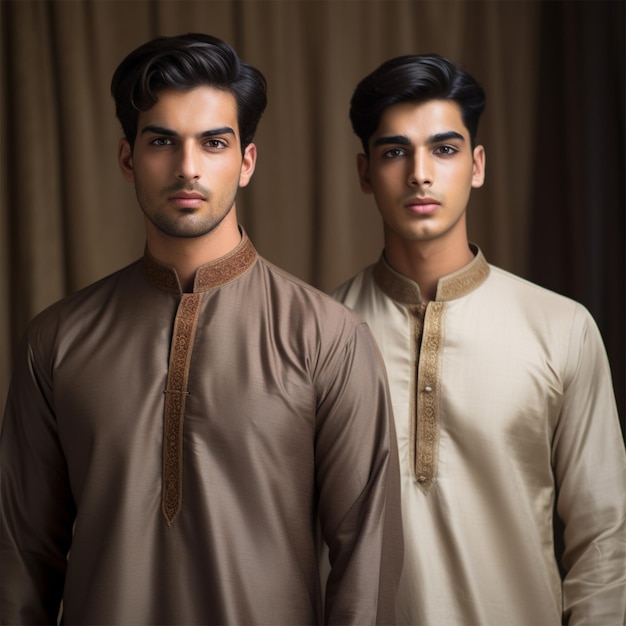 Foto giovani uomini che indossano lo stile di vita shalwar kameez kurta
