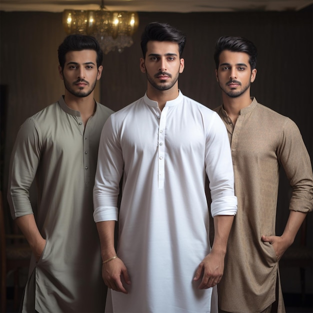 Young Men wearing shalwar Kameez kurta fashion lifestyle