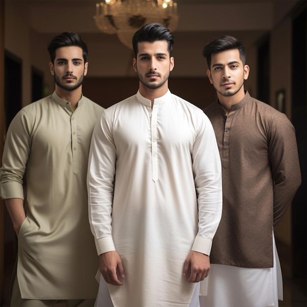 Young Men wearing shalwar Kameez kurta fashion lifestyle