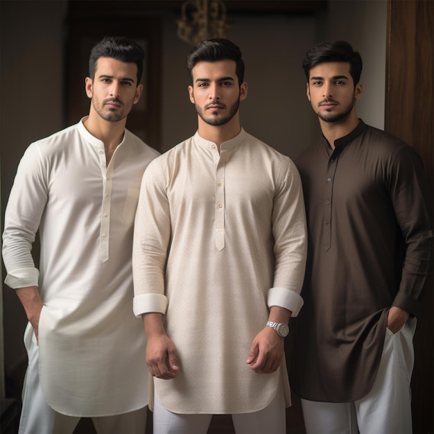 Young Men wearing shalwar Kameez kurta fashion lifestyle