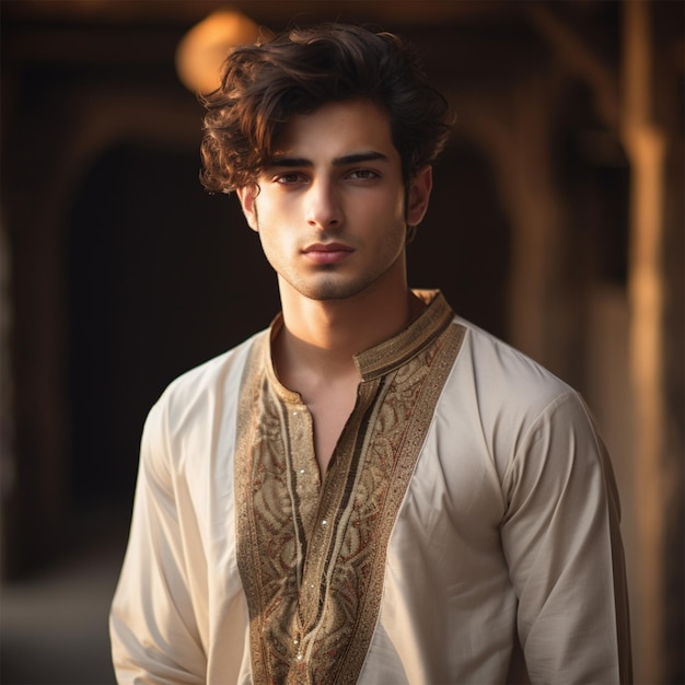 Young Men wearing shalwar Kameez kurta fashion lifestyle
