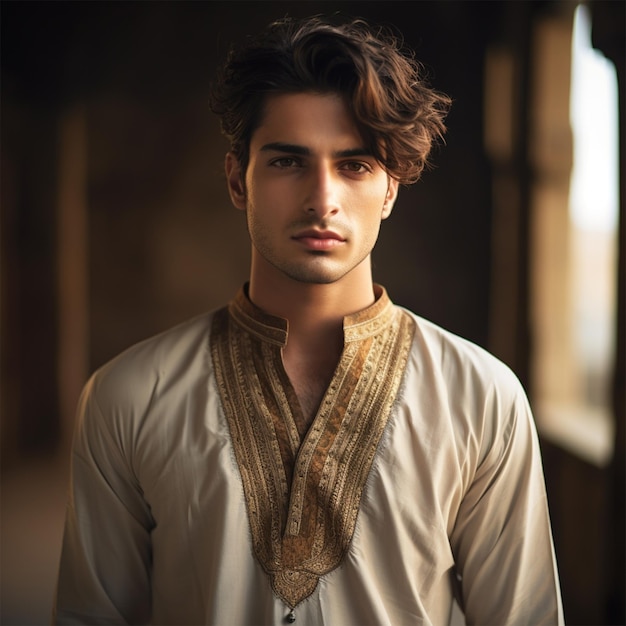 Photo young men wearing shalwar kameez kurta fashion lifestyle