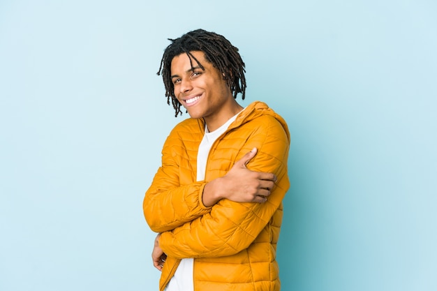 Young mixed race man laughing and having fun.