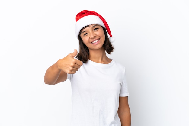 Young mixed race woman celebrating Christmas