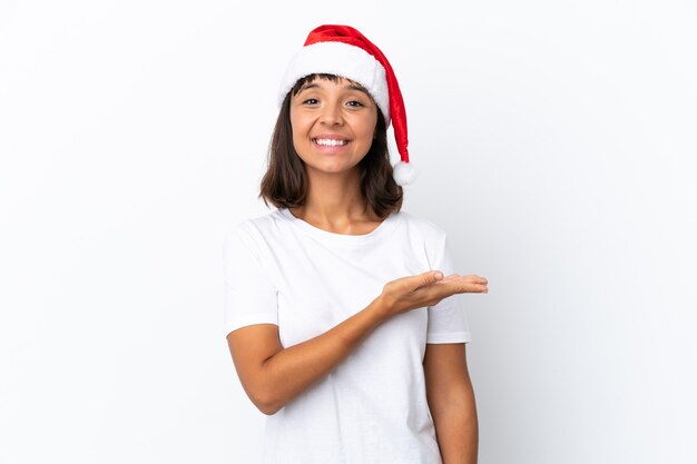 Young mixed race woman celebrating Christmas
