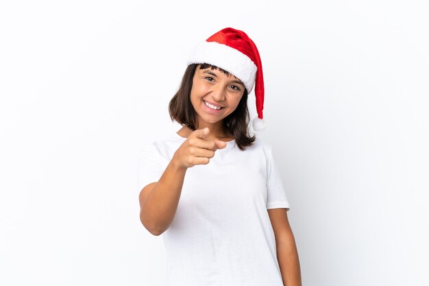 クリスマスを祝う若い混血の女性