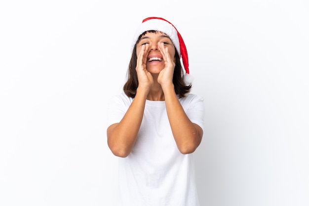 Young mixed race woman celebrating Christmas