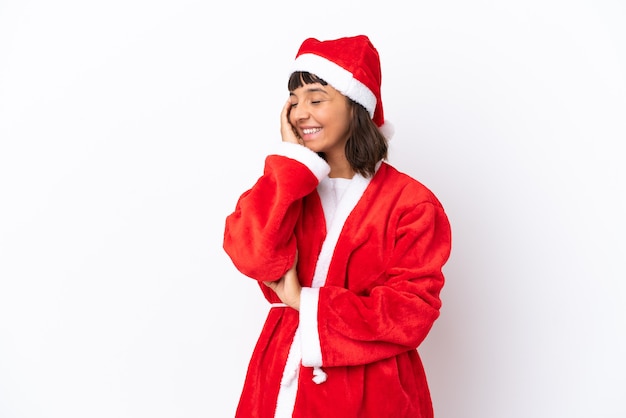 Young mixed race woman disguised as Santa Claus