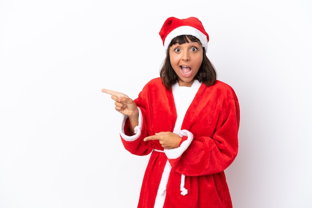 Young mixed race woman disguised as Santa Claus