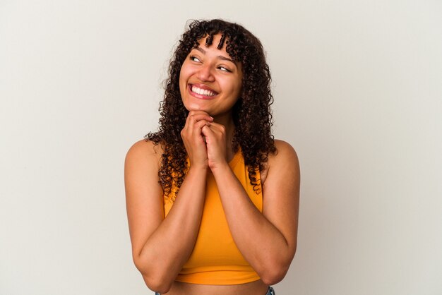 Young mixed race woman posing