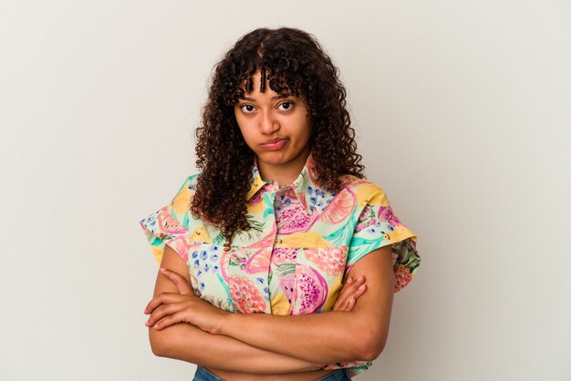 Young mixed race woman posing