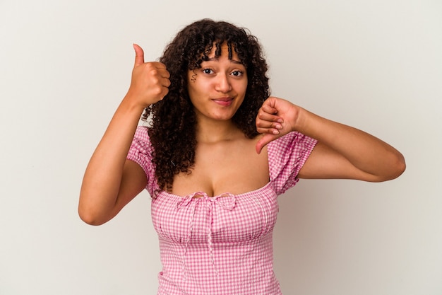 Young mixed race woman posing