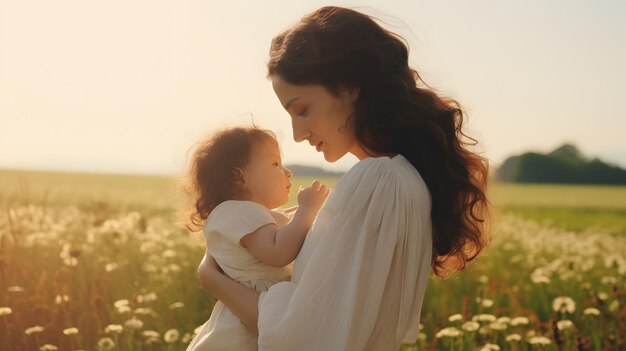 young mother and baby