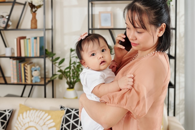 Young mother with baby girl