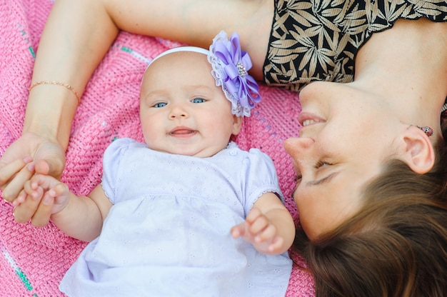 Young mother with her little daughter