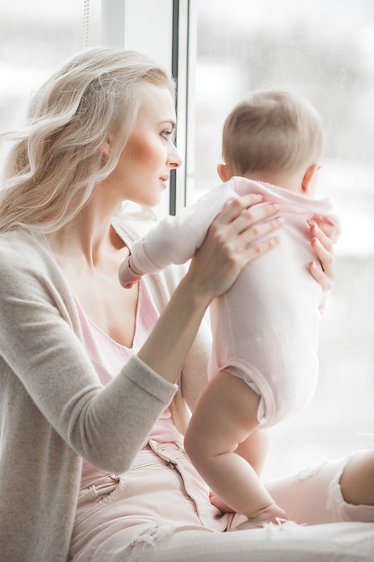 Young mother with a little baby