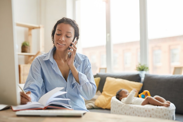 Young Mother Working