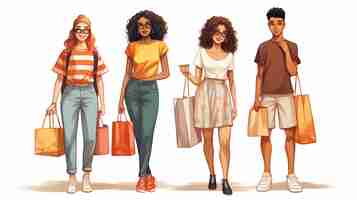 Photo young multiracial people in shopping