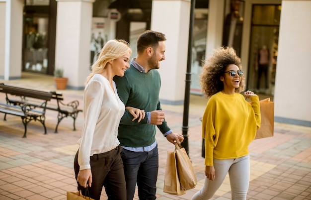 Young multiracial people in shopping