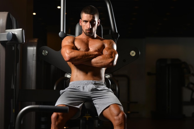 Young Muscular Men Resting After Exercises  Portrait Of A Physically Fit Young Man Without A Shirt