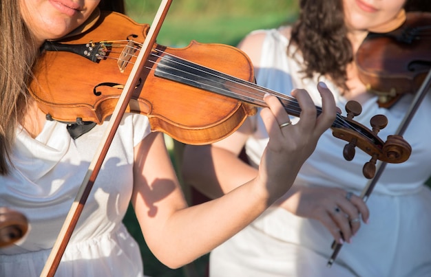 Young musician playing the violin