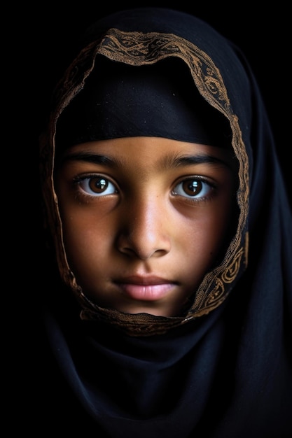 A young muslim girl wearing a niqab created with generative ai