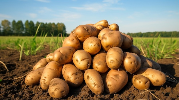 Young organic potatoes in the field