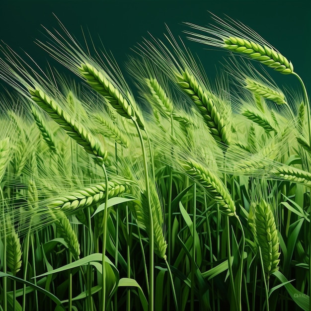 Young paddy on a green field