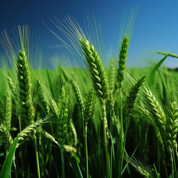 Young paddy on a green field