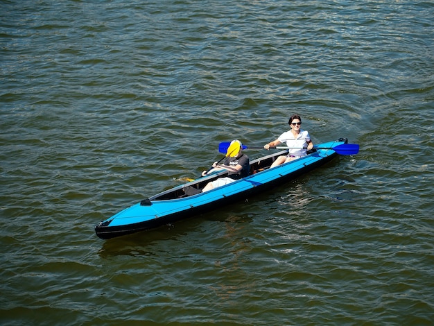 Young people in canoes