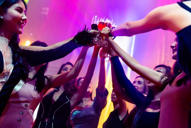 Young people celebrating a party, drink and dance