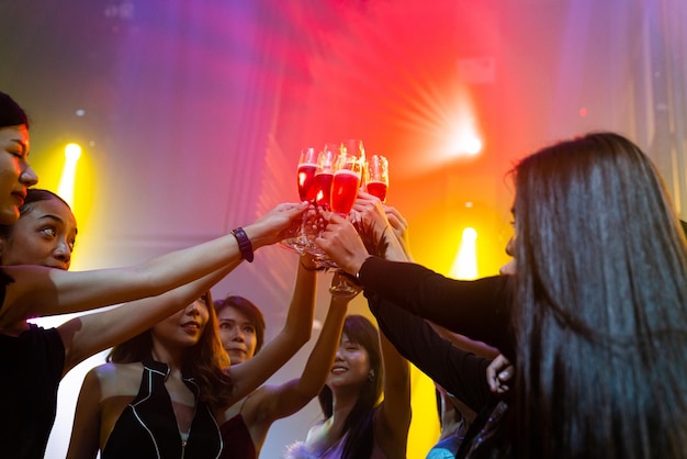 Young people celebrating a party drink and dance
