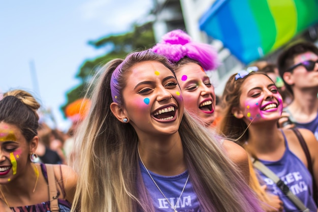 Young people celebrating pride lgbtq generative AI