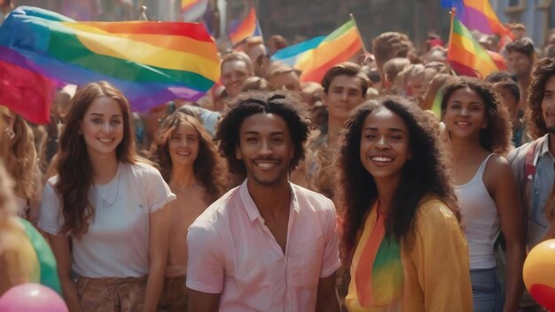 Young people celebrating pride month