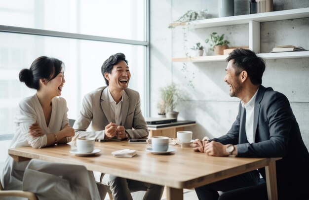 オフィスでコーヒーを飲んでいる若者