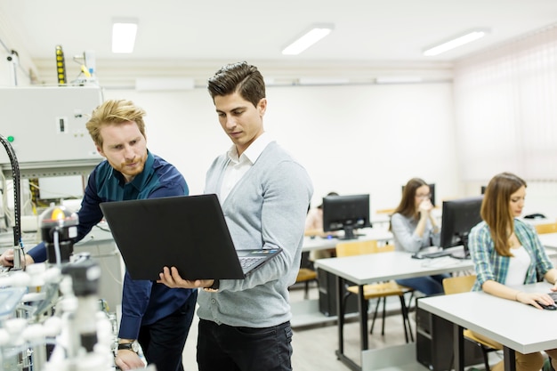 Young people in the robotics classroom