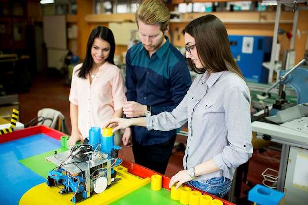 Young people in the robotics classroom