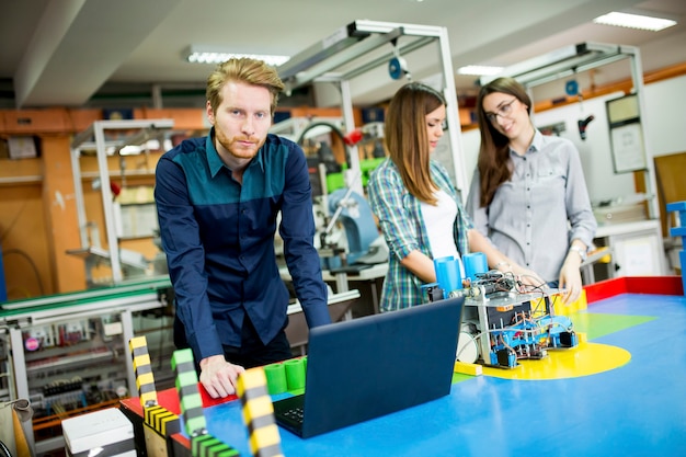 Young people in the robotics classroom