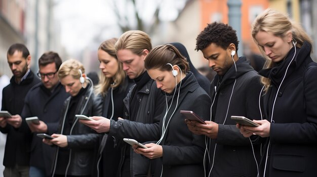 Photo young people and smartphone culture