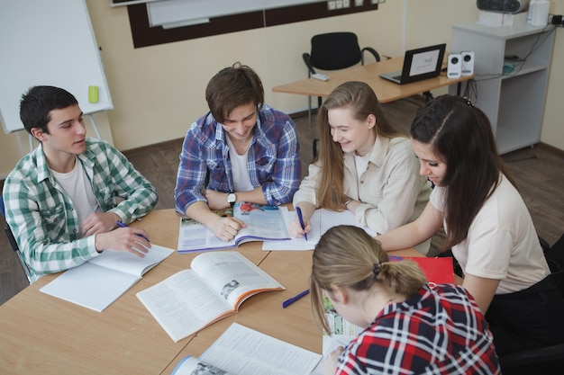 Young people studying together