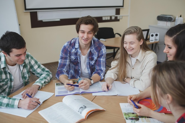 Young people studying together